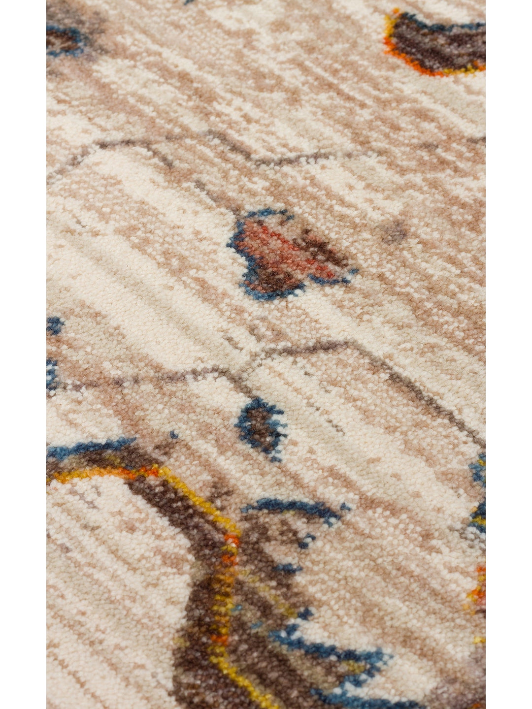 Nil Series Ethnic and Modern Patterned Colorful Fringed Living Room Kitchen Carpet 16 CREAM MULTY