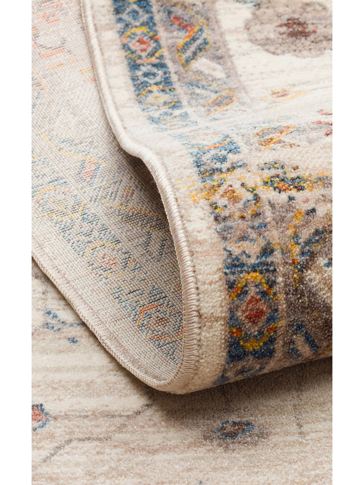 Nil Series Ethnic and Modern Patterned Colorful Fringed Living Room Kitchen Carpet 16 CREAM MULTY