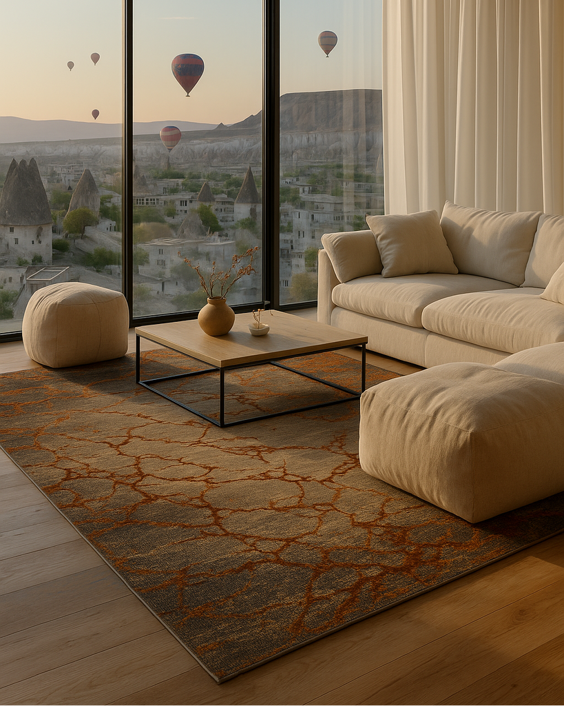 Göreme Series High Low Texture High Quality Dense Woven Modern Living Room Carpet 01 COPPER