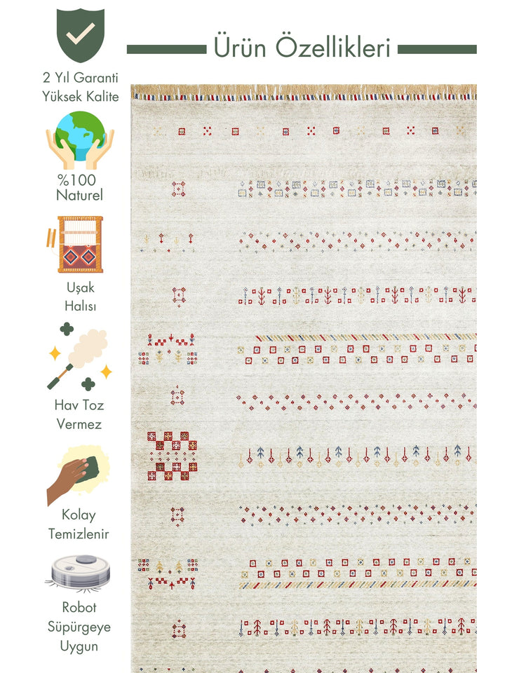 Oushak Carnaval 100% Natural Easy to Clean Handmade Tencel Modern Uşak Carpet 06BEJ