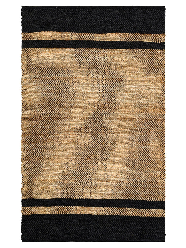 Crown Jute 100% Natural Hand Woven Living Room Corridor Entrance Kitchen Balcony Wicker Carpet 07 NATURAL BLAC