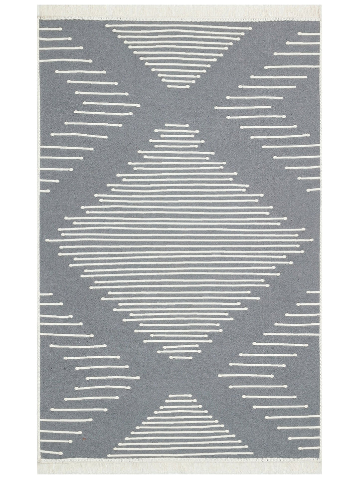 Maya 100% Natural Cotton Washable Double-Sided Living Room Kitchen Hallway Modern Rug 15 GREY