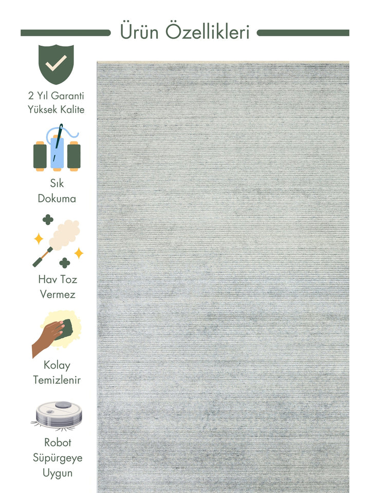 Brasilia Tensel Handmade Modern Simple Stylish Special Black Loom Carpet PLAIN SKY BLUE
