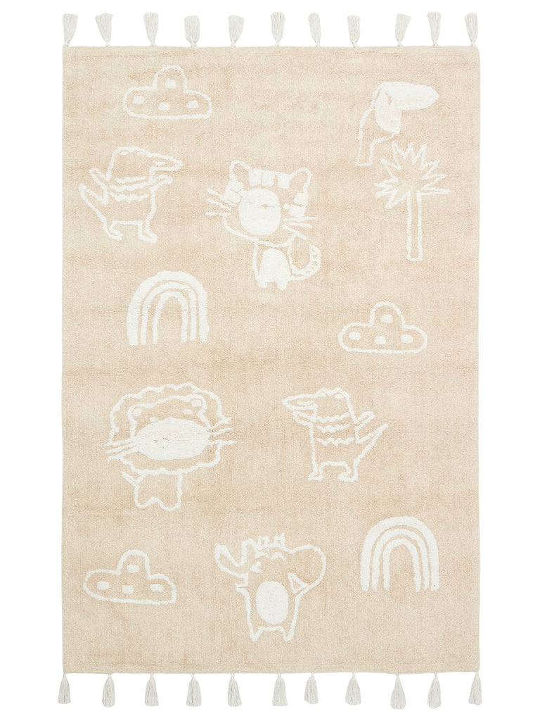 Cotton Baby 100% Natural Cotton Washable Non-Slip Based Baby Rug 16 BEIGE XXW