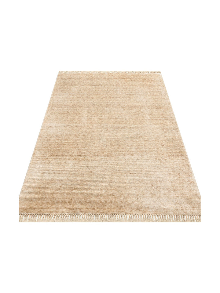 Brasilia Tensel Handmade Modern Simple Stylish Special Black Loom Carpet PLAIN BEIGE