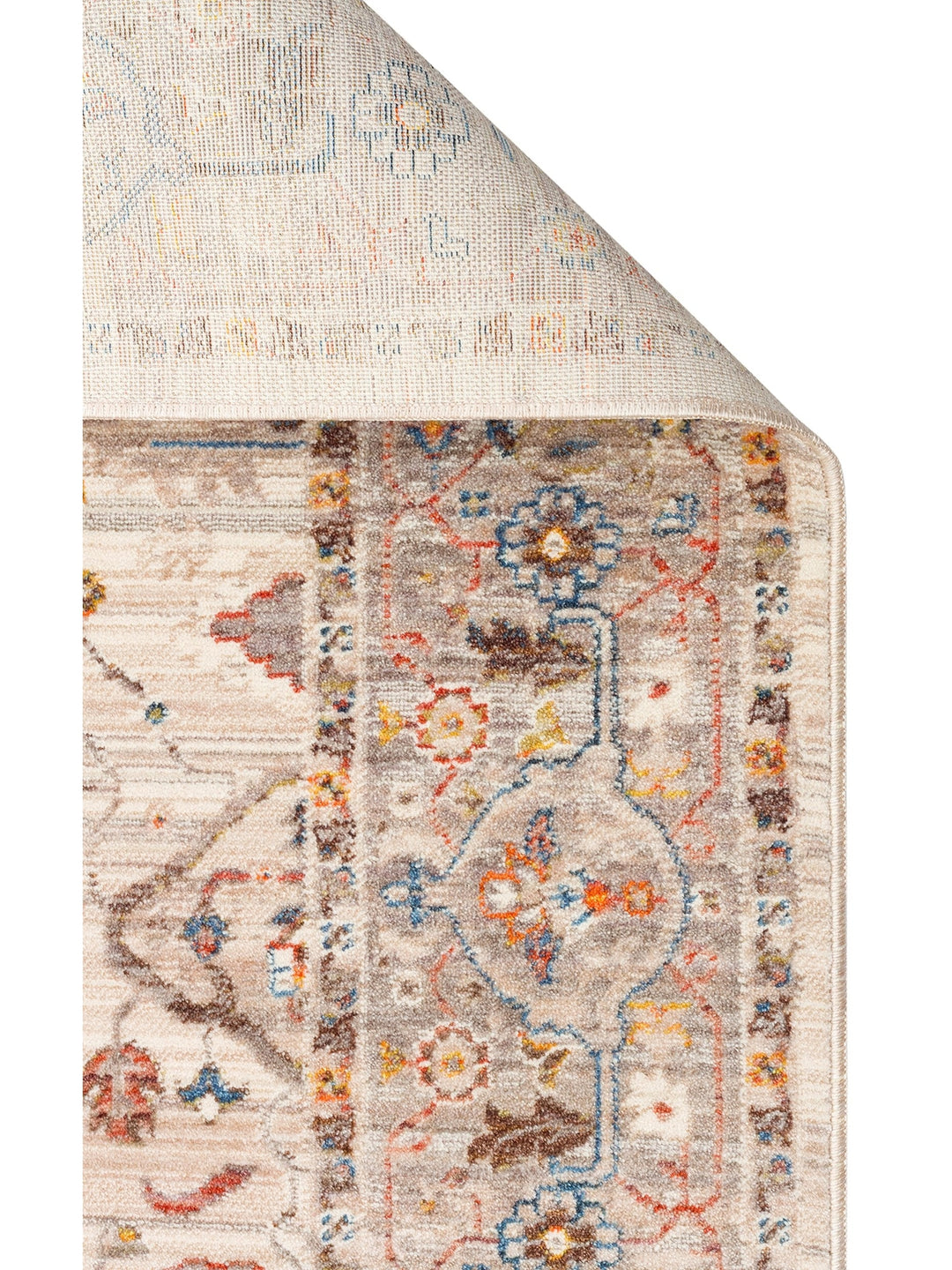 Nil Series Ethnic and Modern Patterned Colorful Fringed Living Room Kitchen Carpet 01 CREAM GREY