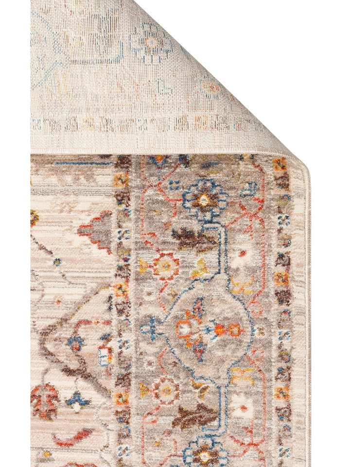 Nil Series Ethnic and Modern Patterned Colorful Fringed Living Room Kitchen Carpet 01 CREAM GREY