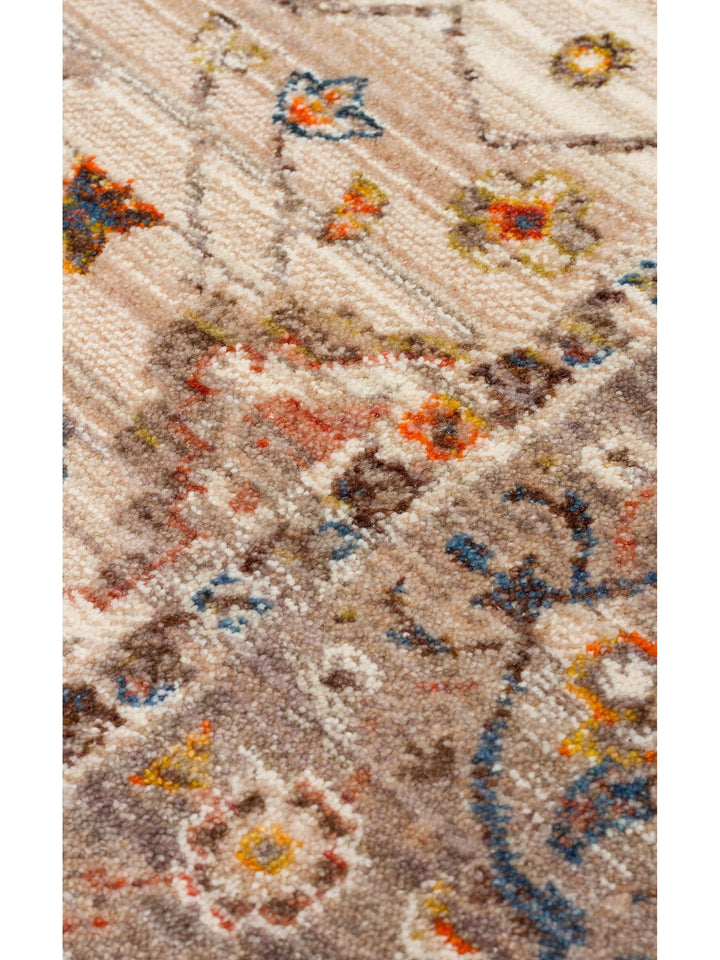 Nil Series Ethnic and Modern Patterned Colorful Fringed Living Room Kitchen Carpet 01 CREAM GREY