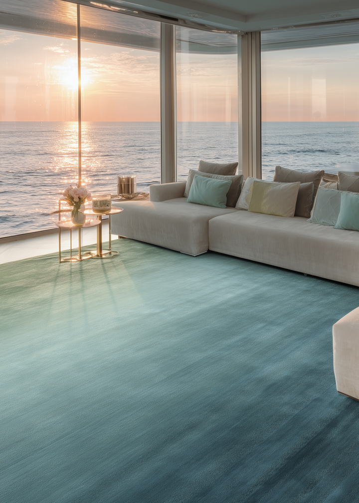 Queen Series 100% Natural Viscose Bright Modern Handmade Living Room Carpet NBLUE