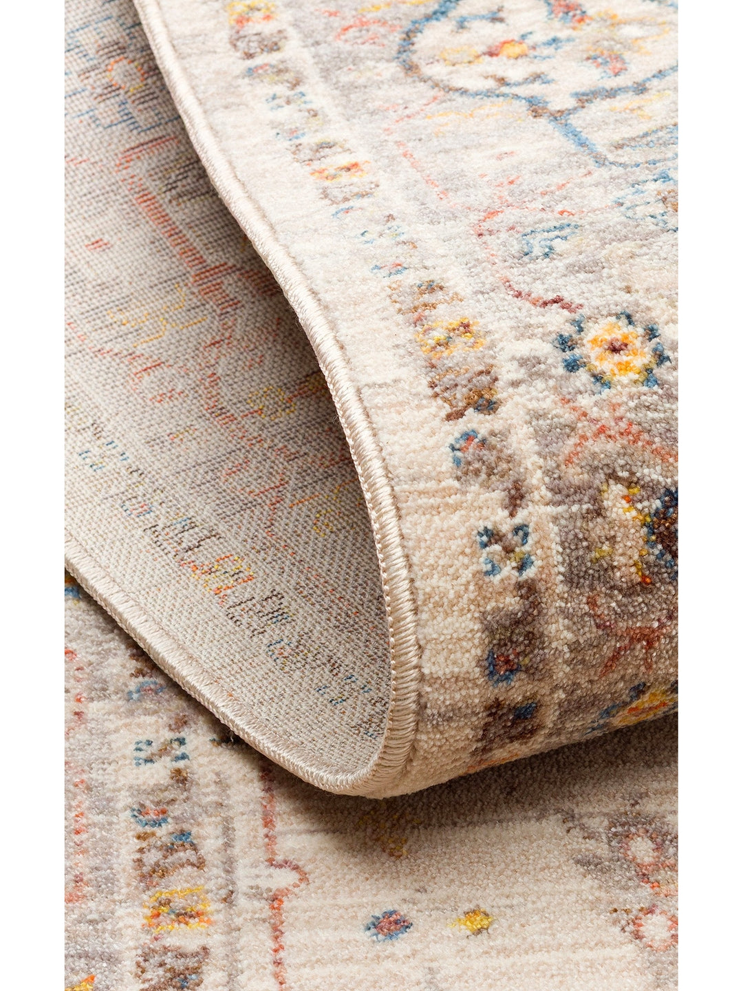 Nil Series Ethnic and Modern Patterned Colorful Fringed Living Room Kitchen Carpet 01 CREAM GREY